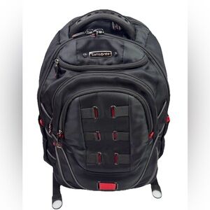 Samsonite Tectonic PFT 17.3” Laptop Tablet Backpack Black/Red 4 Zip Pockets